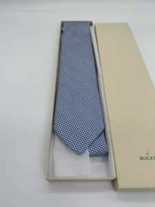 Rolex Blue and White Motif Tie 100% Soie Silk