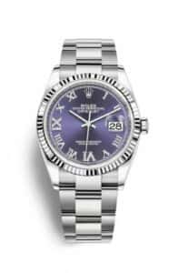 Rolex Datejust 36 Stainless Steel Purple VI IX Diamond 6 & 9 Dial Oyster Fluted Bezel
Ref. 126234-0022