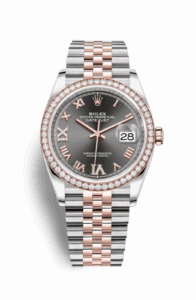 Rolex Datejust 36 Stainless Steel Rose Gold Rhodium Diamond VI IX Roman Dial Jubilee Diamond Bezel
Ref. 126281RBR-0011