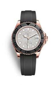 Rolex Yacht-Master 37 Oysterflex Rose Gold Diamond Pave Dial Ceramic Bezel
Ref. 268655-0010
