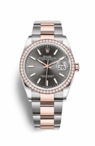 Rolex Datejust 36 Stainless Steel and Rose Gold Rhodium Index Dial Oyster Diamond BezelRef. 126281RBR-0002