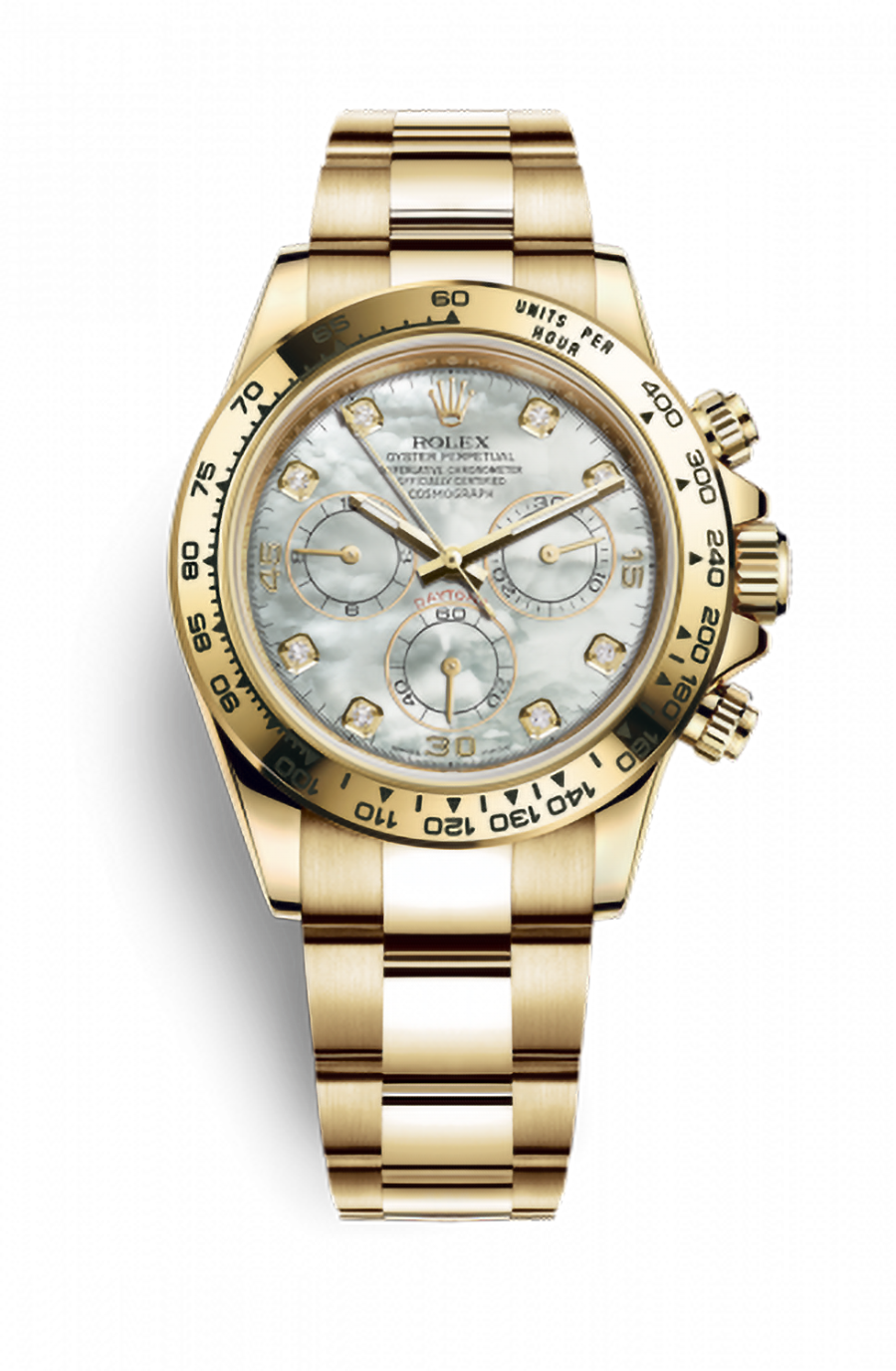 Rolex Cosmograph Daytona Yellow Gold White Mother Of Pearl Diamond