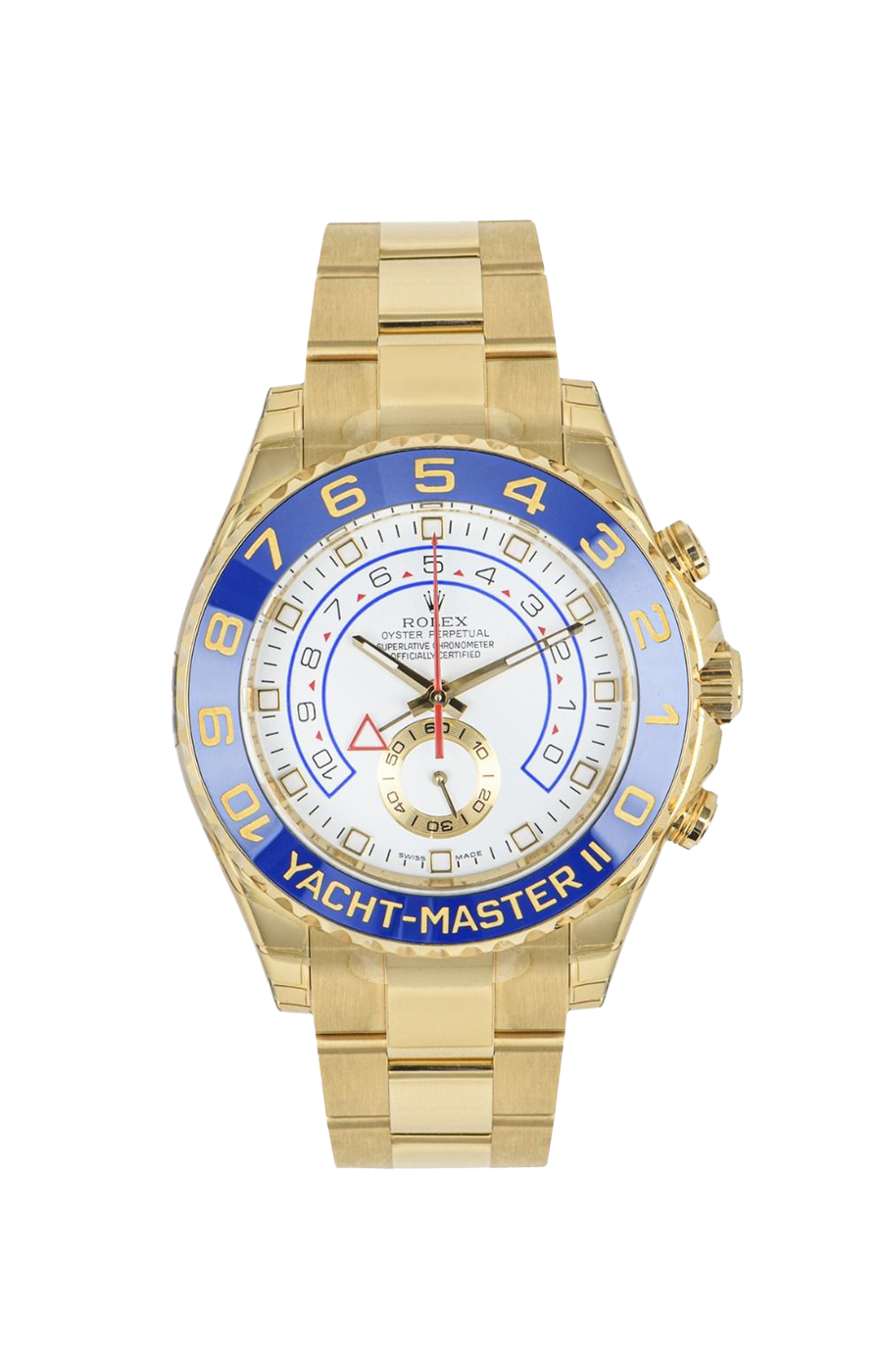 Rolex Yacht-Master II 44mm Yellow Gold White Dial Blue Ceramic Bezel 116688