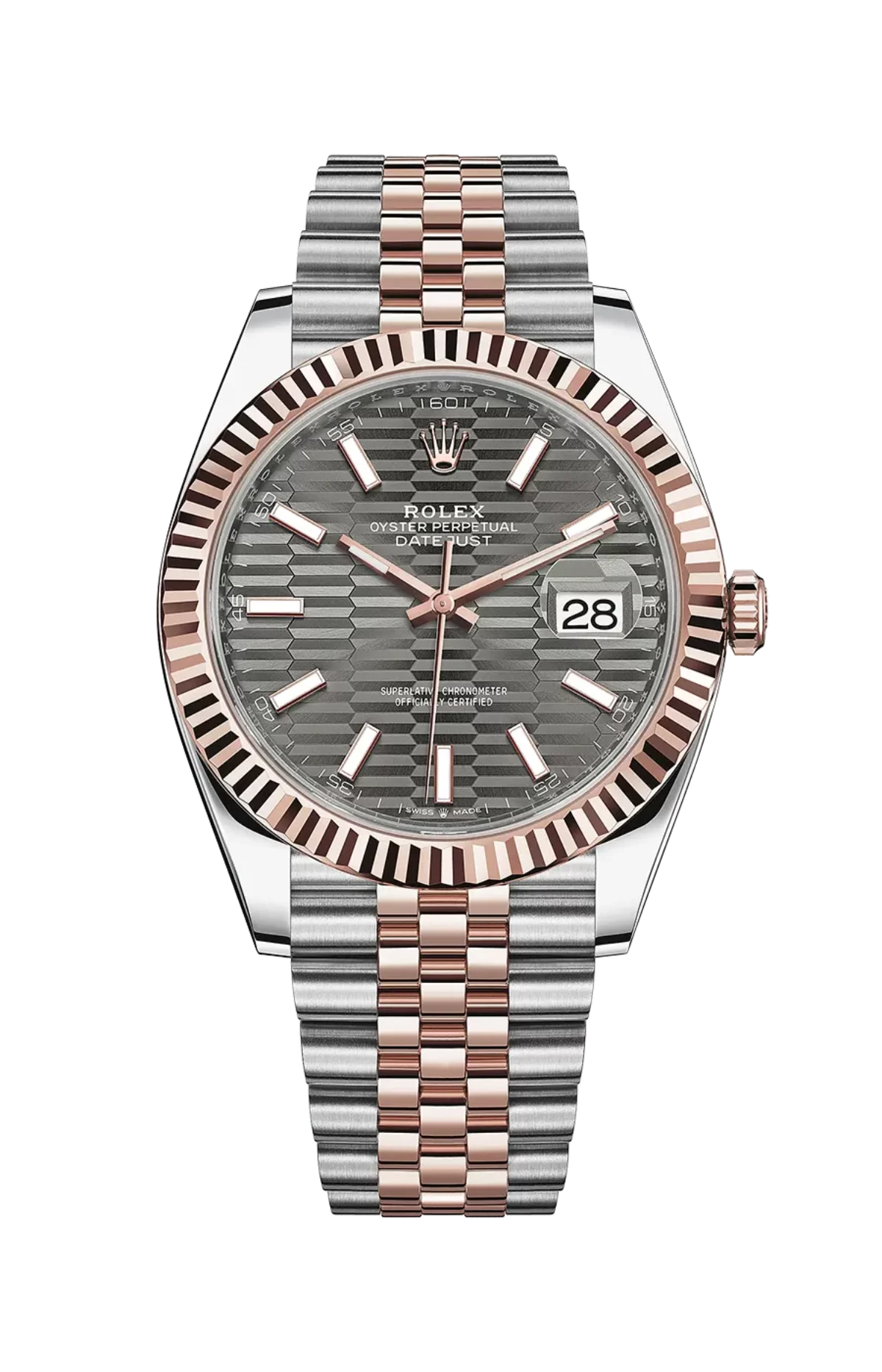 Rolex Datejust 41mm Grey Motif Dial Oyster Stainless Steel Rose