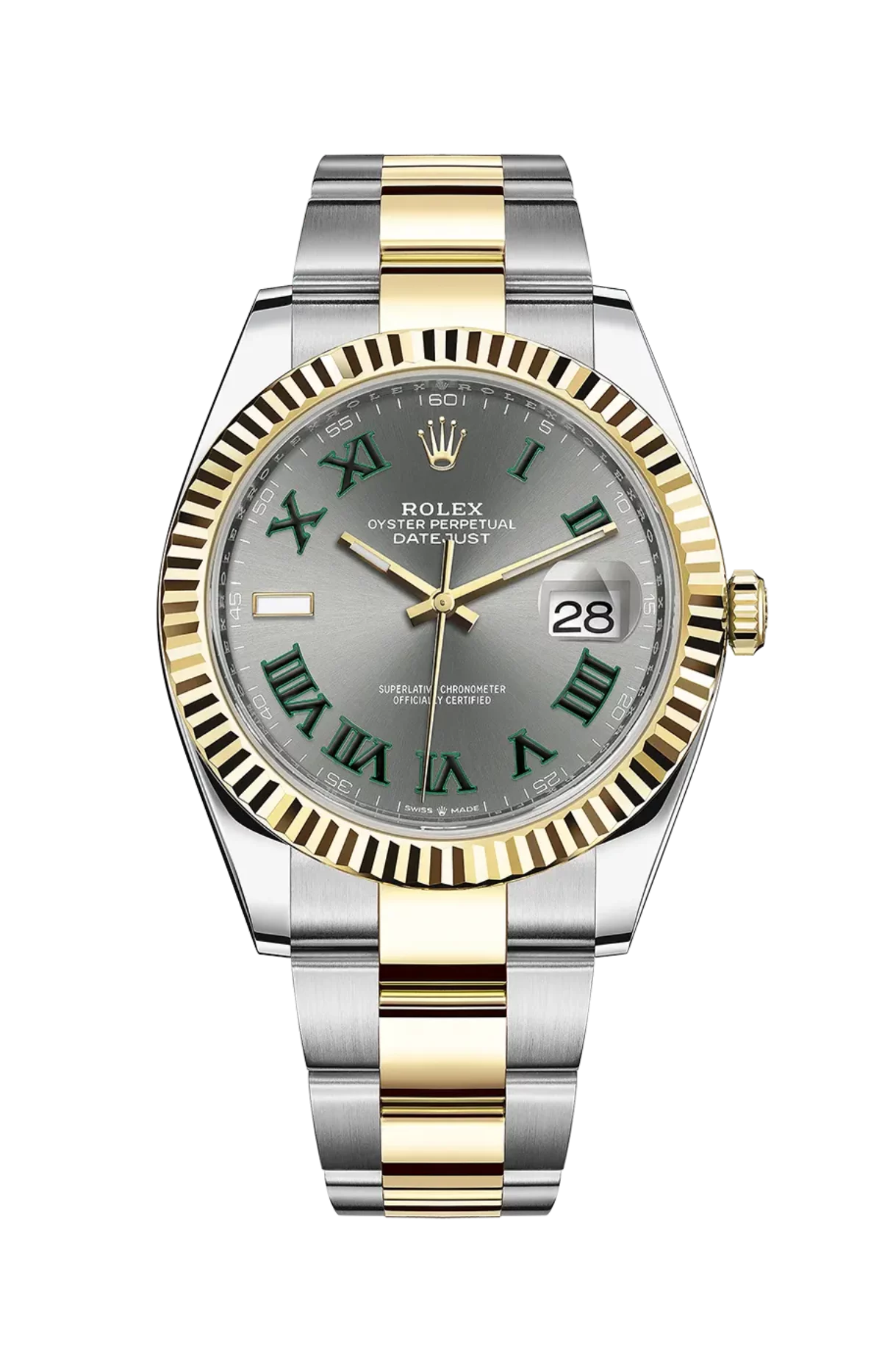 Rolex Datejust 41mm Slate Wimbledon Dial Oyster Steel Yellow